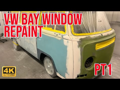 Part 1 Volkswagon Bay Window Camper Repaint - Polyester spray filler stage