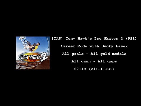[TAS] THPS 2 (PS1) - Career Mode - All goals, gold medals, cash, gaps - 27m19s (21m11s IGT)