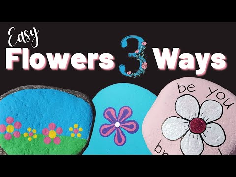 Rock Painting - 3 Easy Ways to Make Flowers Using Dotting Tools