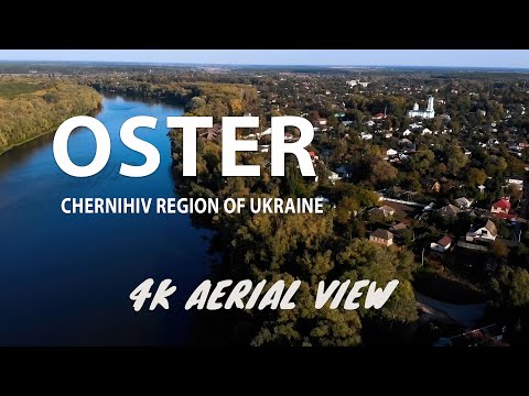 Aerial UKRAINE: The beautiful ancient town of Oster, Chernihiv region / Virtual travel films