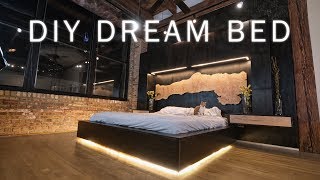 DIY Dream Bed || Modern Bedroom Renovation for my Loft || Woodworking &amp; LED Lighting