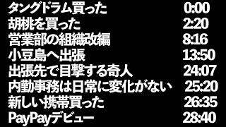 【二人ラジオ】日記やん P.60(タングドラム買った、胡桃買った、営業部の組織改編、小豆島へ出張、出張先の奇人、内勤事務は日常に変化がない、新しい携帯買った、PayPayデビュー)