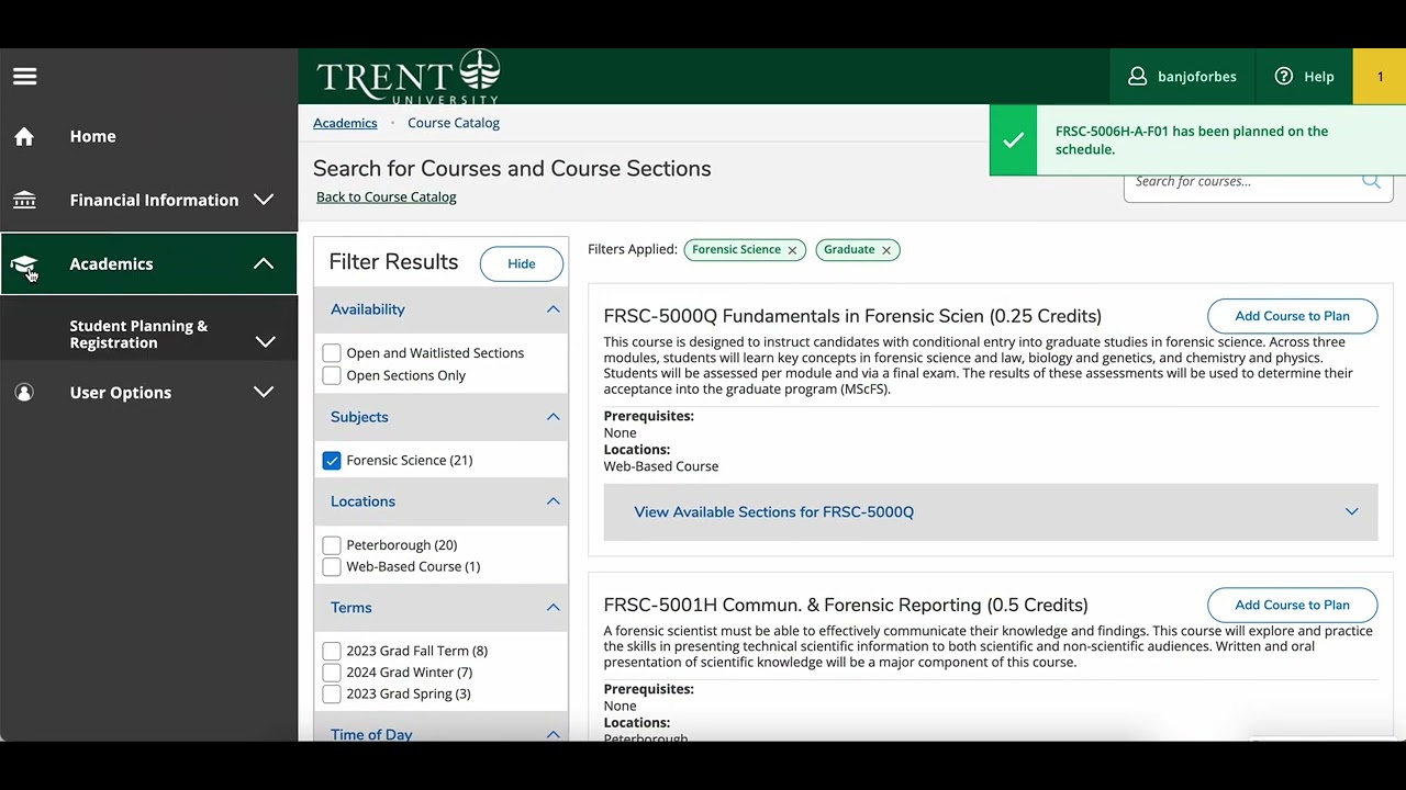 How to use the Student Planning and Registration tool in Self Service