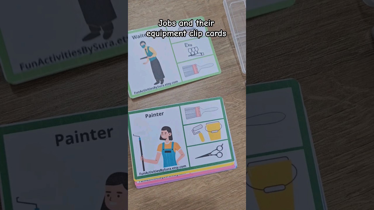 Jobs and their equipment clip cards #profession #learningprofession #communityhelpers #activityideas