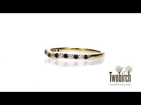 0.17 Ct. Sapphire and Diamond Delicate Contour Matching Band - TwoBirch SP1-CR-0102-YG-D