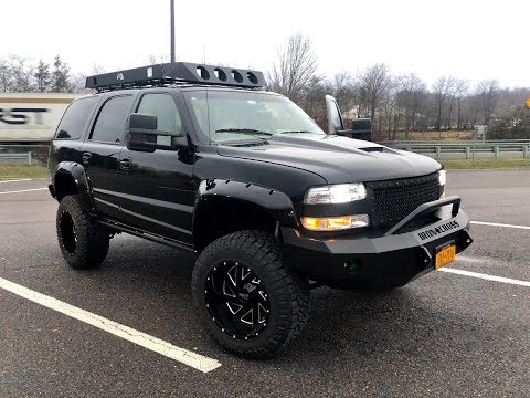 Lifted Tahoe | New paint! Custom pocket flares! Fab Fours roof rack!