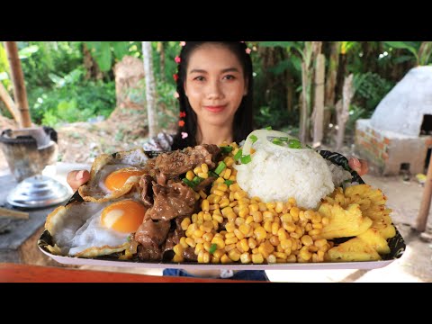 Rice with BBQ beef recipe for my breakfast
