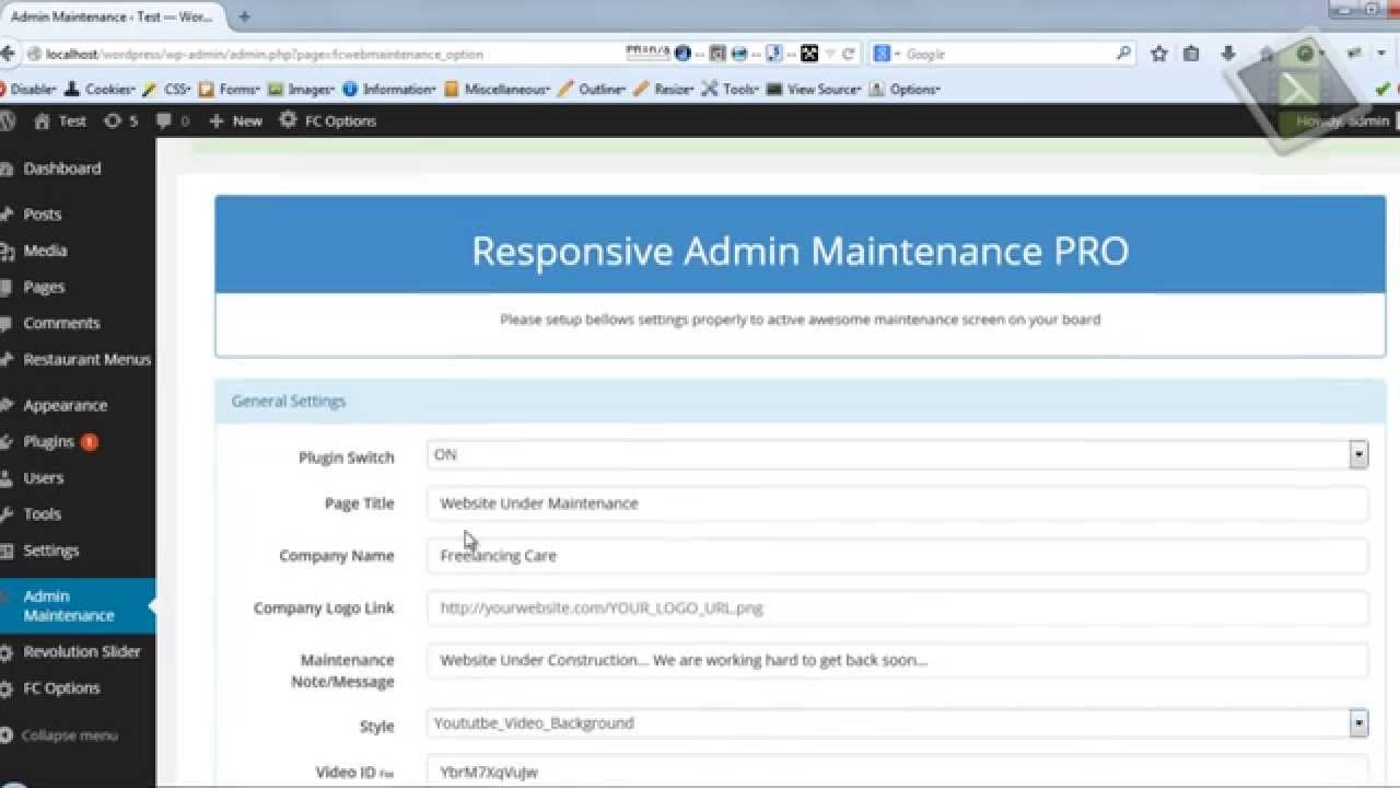 Responsive Admin Maintenance Pro Plugin