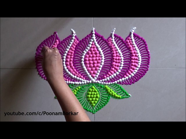 Lotus rangoli design for festivals by poonam borkar - video 2