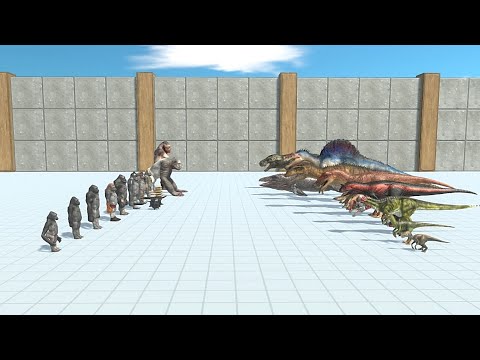 Carnivore Dinosaur With Mosasaurus VS Mutant Primates With Old Goro - Animal Revolt Battle Simulator