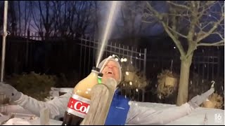 This is what happens when you combine sub-zero temperatures, Coke, and Mentos
