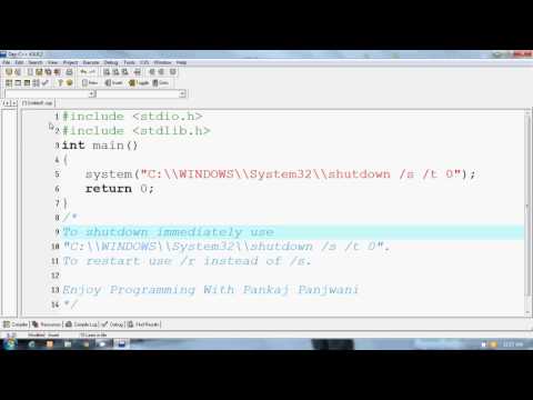 How To Shutdown Computer using C Program By Pankaj Panjwani