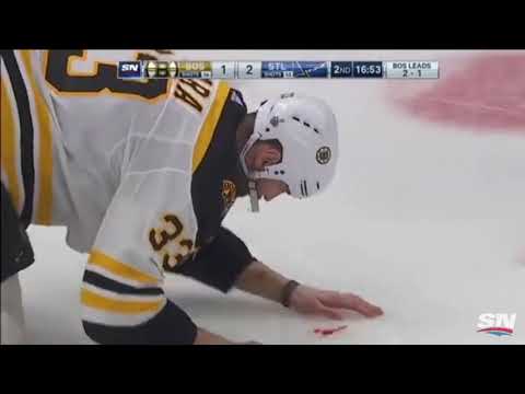 BLOODY CHARA AFTER TAKING A PUCK TO THE FACE GAME 4 2019 Boston St. Louis