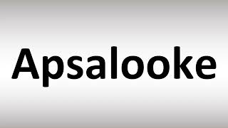 How to Pronounce Apsalooke