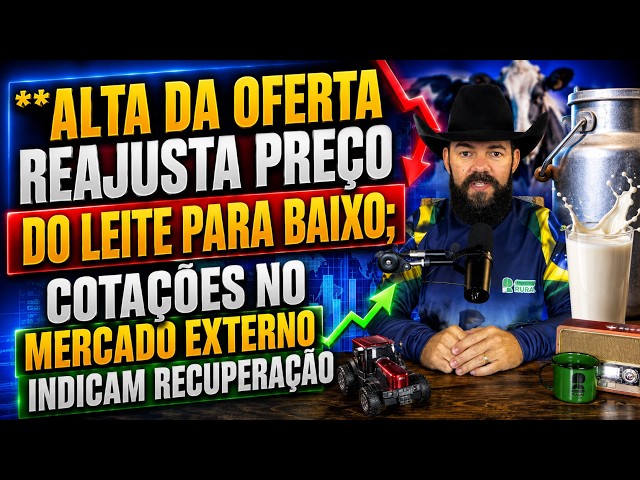 Alta da oferta reajusta preço do leite para baixo; cotações no mercado externo indicam recuperação.