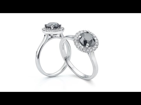1 Carat Black Diamond Halo Engagement Ring