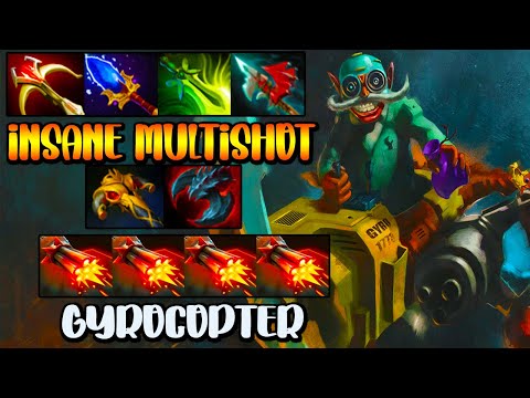INSANE MULTISHOT - INTENSE CARRY GYROCOPTER - BEST TEAM FIGHT - DOTA 2 GAMEPLAY