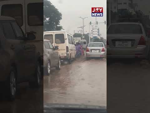 Watch scenes from across Accra as heavy rains leave major roads flooded