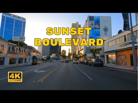 Driving entire Sunset Blvd from Downtown LA to Pacific Coast Highway - Los Angeles [4K] - USA