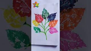 Leaf printing 🍂 | #hibiscusleaf #printart #easypaintingforbegginers #leafpainting #ytshort