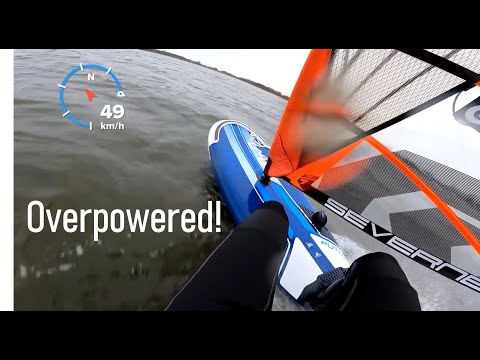 Can't handle the power! Cold windsurfing session
