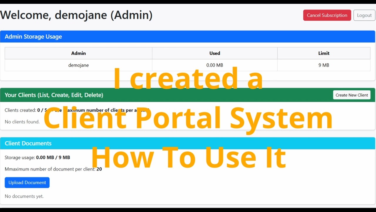 A New Client Portal System: Login, Create Clients, and Upload Files
