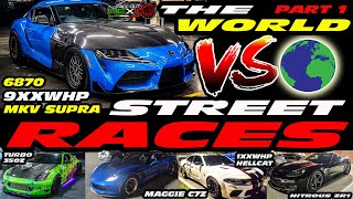 STREET RACES 9XXWHP MKV SUPRA VS TURBO LSX 350Z, Z06, G80 M3, WHIPPLE S650, HELLCAT, C6 ZR1, GTR