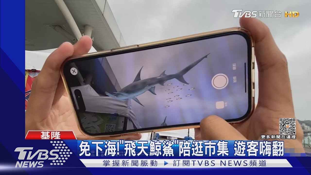 免下海！「飛天鯨鯊」陪逛市集　遊客嗨翻