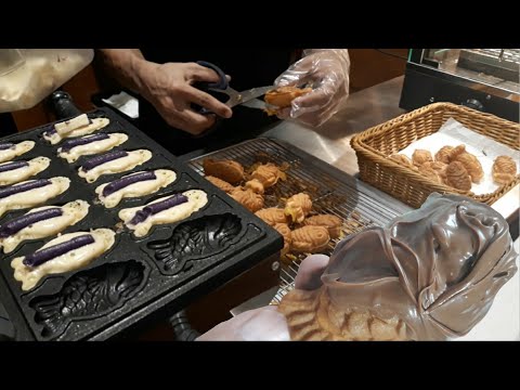 Cheesy Ube FISH MANJU w/ Chocolatey Nutella ft. Milk Manju IceCream Hot & Fresh Korean Snack @ Mall