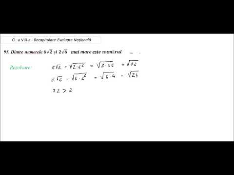 Cl  a VIII-a Recapitulare Evaluare Națională - ex. 95 - Compara 6√2 cu 2√6
