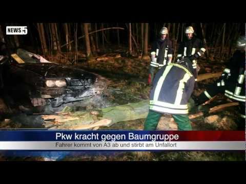 07.04.2012 (ERH) Pkw kommt von A3 ab und kracht gegen Baumgruppe