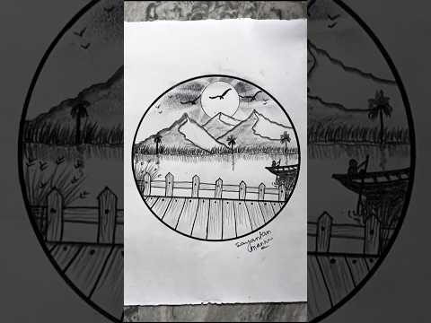 Amazing Hill & river nature drawing with pencil #drawing #art #shorts #hills #river #drawingsayantan