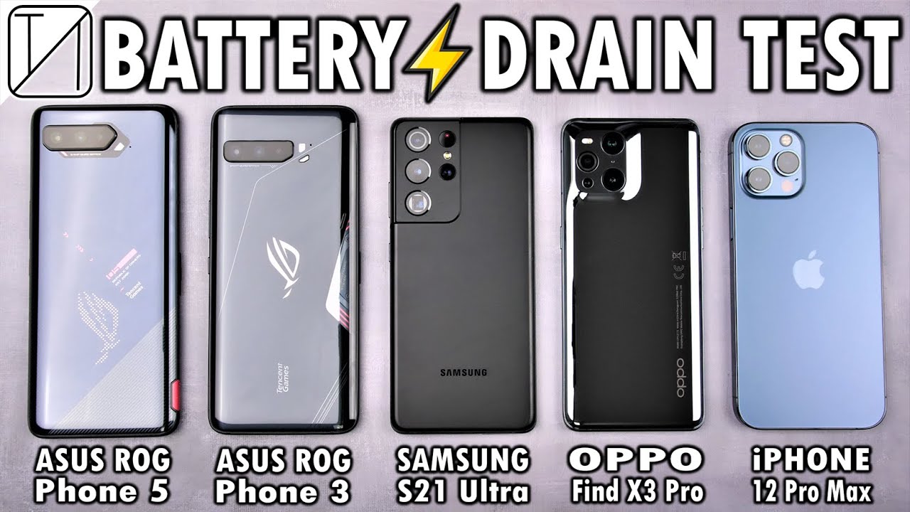 Asus ROG Phone 5 vs ROG 3 / S21 Ultra / OPPO Find X3 Pro / iPhone 12 Pro Max Battery Life DRAIN Test