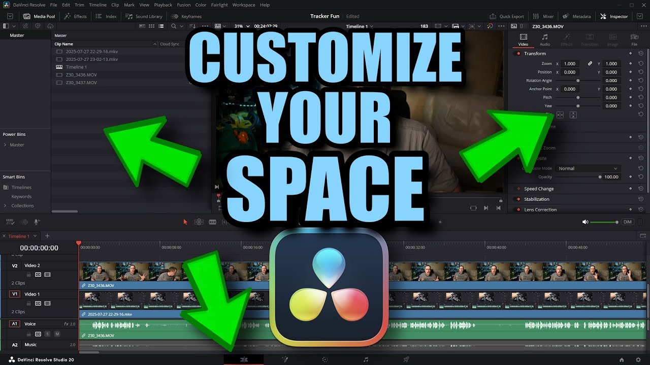 QUICK TIP: Customize AND Save your Workspace in Davinci Resolve 20!