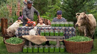 Harvesting, Cooking & Marinating Green Beans — Village Style 🌿🫘🏡