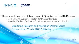 Webinar: Theory and Practice of Transparent Qualitative Health Research