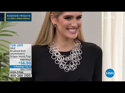 DG2 by Diane Gilman Brushed Knit Asymmetric DrapeWaist T...