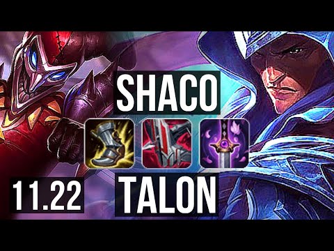 SHACO vs TALON (JNG) | 13/1/6, 69% winrate, Rank 7 Shaco, Legendary | KR Master | 11.22