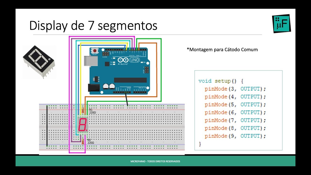 Display de 7 Segmentos com Arduino - Tutorial #Aula_14