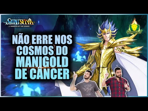GUIA de COSMOS para o MANIGOLD de CÂNCER! QUAL o MELHOR SET para ele? Saint Seiya Awakening