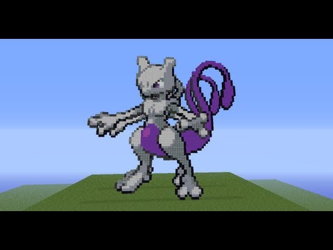 minecraft pixel art tutorial 46: Mewtwo