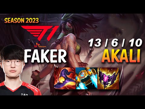 T1 Faker AKALI vs AHRI Mid - KR Ranked