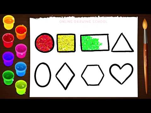 Easy shapes drawing for children   -   shapes drawing and coloring   -   Glitter shapes for children  -  Lesson 146