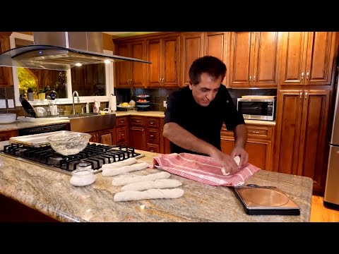 Homemade French Baguette I French Bread I How to make Baguette chef kooroush cooking live