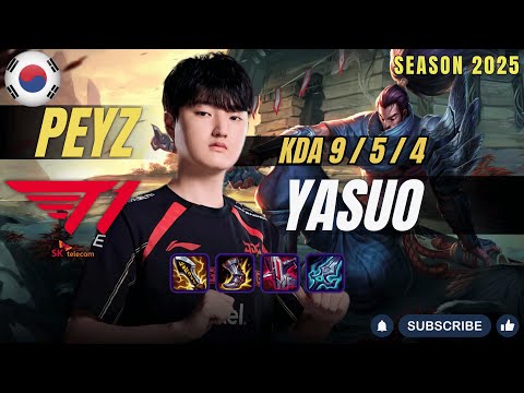 T1 Peyz YASUO vs JINX ADC - Patch 25.24 KR Ranked | lolrec