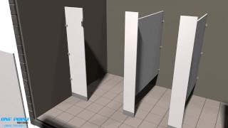 Toilet Partition Installation of Solid Plastic with Wrap Hinges