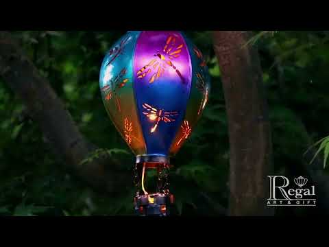 13515 Hot Air Balloon Spinner Solar Lantern Dragonfly