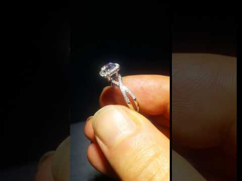 Simon G. "Twist" Halo Split Shank Diamond Engagement Ring