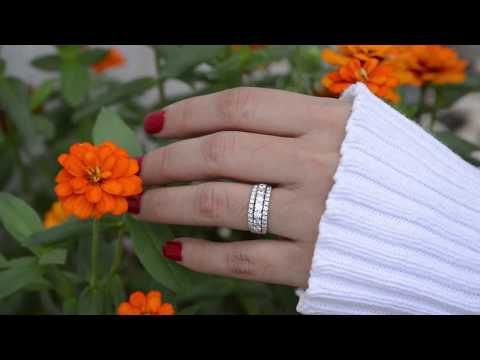 1.21 Ct. Three Row French Cut Pave Raised Center Anniversary Ring - TwoBirch TB-WR-0296-WG-M