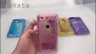 Luxury 3 in1 Bling Clear Quicksand iPhone X Case 7 8 Plus Xs Max Case